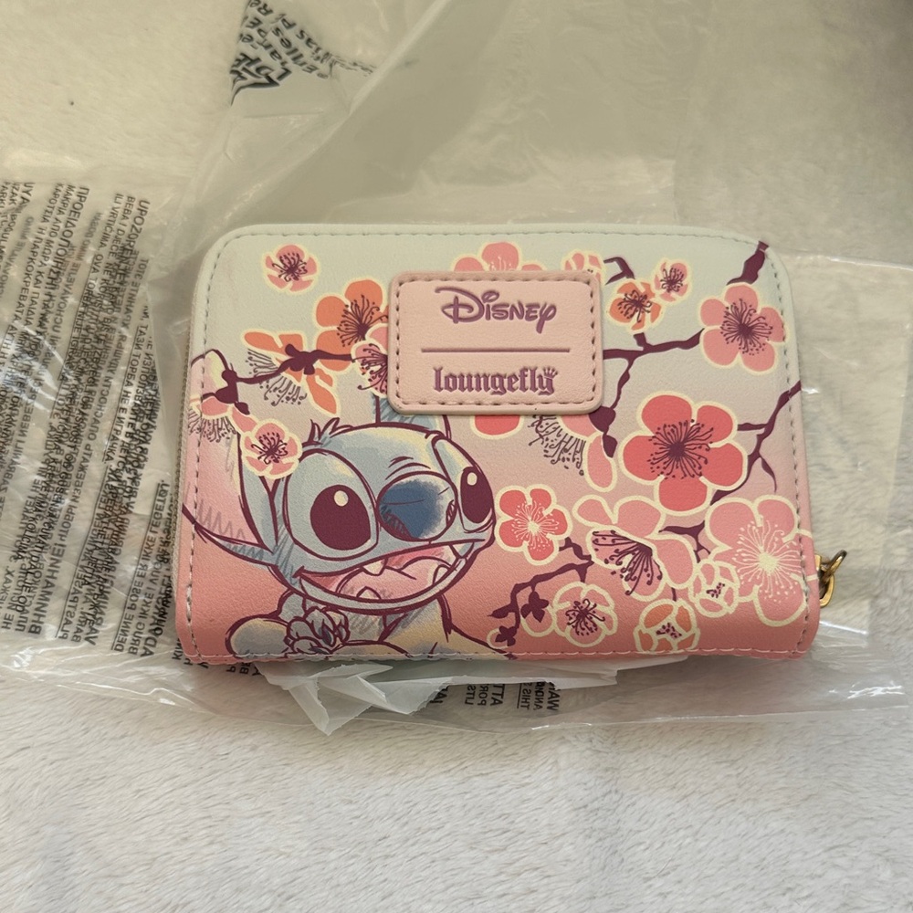 Loungefly Disney Stitch Cherry Blossom Zip Wallet - Pink, Blue